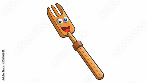 A wooden stick with a forked end ideal for roasting hotdogs or sausages over a backyard grill.  on white background . Cartoon Vector.