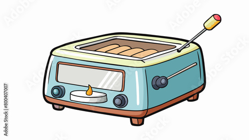 An electric marshmallow roaster that features a heating element and a nonstick surface to easily roast multiple marshmallows at once. It has a modern. Cartoon Vector.
