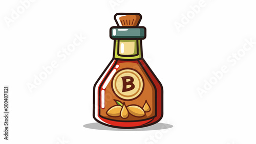 An aromatic oil b with fragrant sesame seeds perfect for adding a burst of flavor to dipping sauces or saut ed vegetables.  on white background . Cartoon Vector.