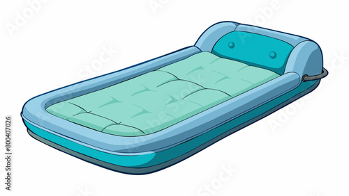 An elevated inflatable mattress with a builtin headrest and back support perfect for lounging in the pool or lake. It can also be used on land as a. Cartoon Vector.