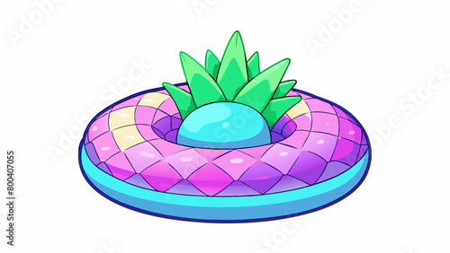 An inflatable pineappleshaped floatie with a playful twist. Instead of the usual golden yellow coloring this floatie features a colorful ombre effect. Cartoon Vector.