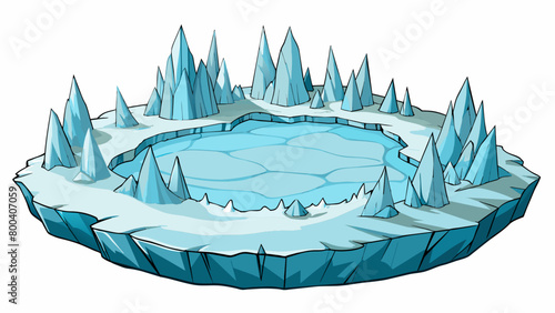 An expansive frozen wasteland spreads out before you with jagged ice formations and icy ridges dotting the landscape. The temperature is frigid and. Cartoon Vector.
