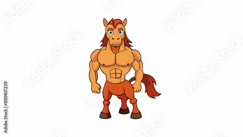 Balanced on two powerful front legs the Centaurs back legs join seamlessly with the body of a majestic horse. Its arms are toned and powerful capable. Cartoon Vector.