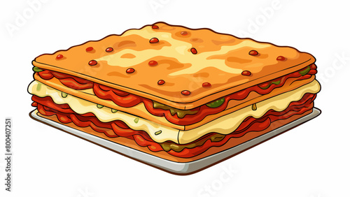 Baked lasagna Layers of wide flat noodles meaty tomato sauce and melted cheese make up this Italian favorite. The pasta is cooked until it is soft and. Cartoon Vector.