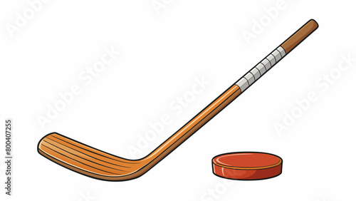 At the bottom of the field hockey stick is a flat round disc called a heel. This is where the stick comes into contact with the ground during gameplay. Cartoon Vector. photo