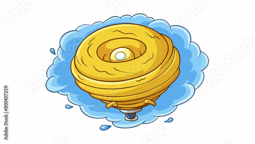 At the heart of Neptune a massive golden hurricane rages its powerful winds reaching speeds faster than any hurricane on Earth.  on white. Cartoon Vector.