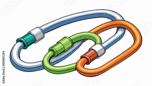 Carabiners come in various sizes and colors with some featuring a smooth polished finish while others have a textured surface for improved grip. They. Cartoon Vector.