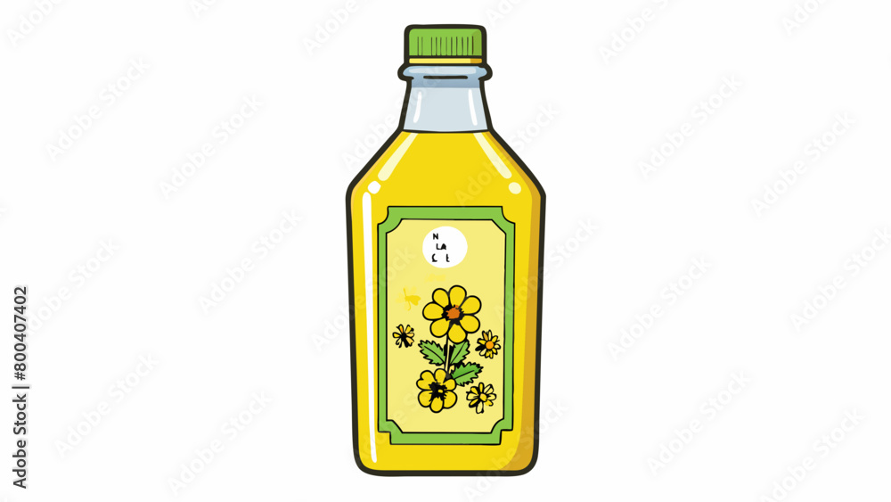 Extracted from the seeds of a bright yellow flower this oil is rich in Vitamin E an antioxidant that supports healthy skin and hair. It also has a. Cartoon Vector. Extracted from the seeds of a bright yellow flower this oil is rich in Vitamin E an antioxidant that supports healthy skin and hair. It also has a. Cartoon Vector.