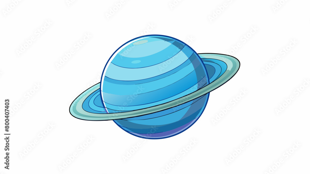 From a distance Neptune appears as a serene serene orb but upon closer look its icy rings shimmer and sparkle in the light of the sun. on white. Cartoon Vector. From a distance Neptune appears as a serene serene orb but upon closer look its icy rings shimmer and sparkle in the light of the sun. on white. Cartoon Vector.