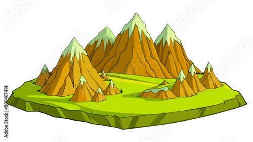 From a distance the mountain appears as a peaceful and serene landscape of rolling hills and gentle slopes. As one draws nearer the true nature of the. Cartoon Vector. photo