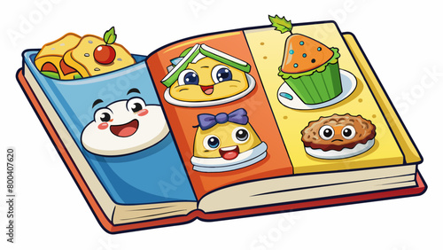 In this cookbook kids can find recipes for all their favorite dishes from mac and cheese to tacos and even desserts The pages are wipeable making it. Cartoon Vector.