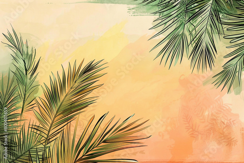Tropical background with palm leaves. Summer design. 