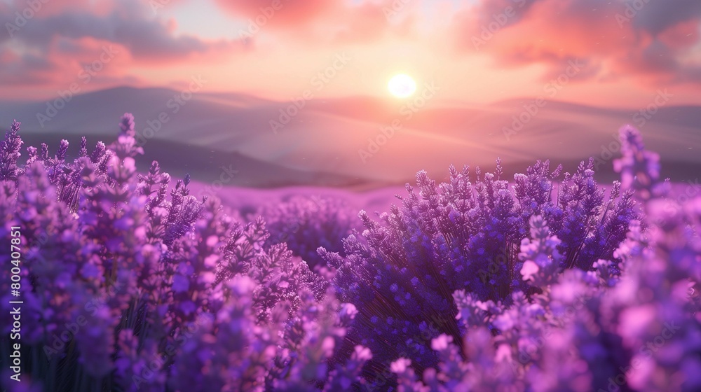 Serene Beauty of a Lavender Landscape, generative ai