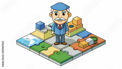 Similar to a puzzle solver a sociologist puts together the pieces of society to understand how the various parts fit together and function as a whole.. Cartoon Vector.