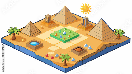 Set in ancient Egypt this board game requires players to gather resources and build a pyramid to honor the pharaoh. The board is divided into. Cartoon Vector.