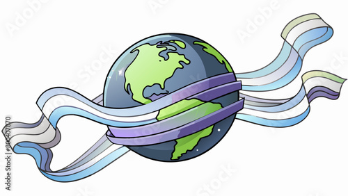 Silvery ribbons of light dancing across the sky emanating from a dark gaseous body. The auroras constantly shift in shape and color as charged. Cartoon Vector.