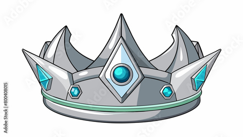 The crown was made of sleek silver with a modern and futuristic appearance. It had sharp angular curves and was adorned with glowing gems that seemed. Cartoon Vector.