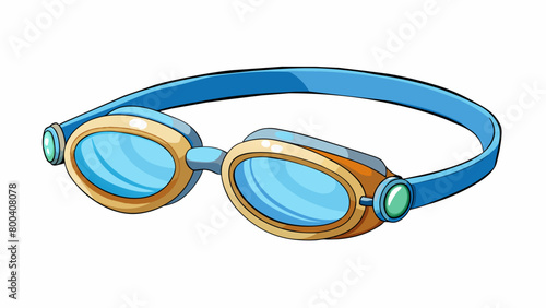 The fourth illustration shows a pair of mirrored swim goggles. The lenses have a reflective coating perfect for outdoor swimming on sunny days. The. Cartoon Vector.