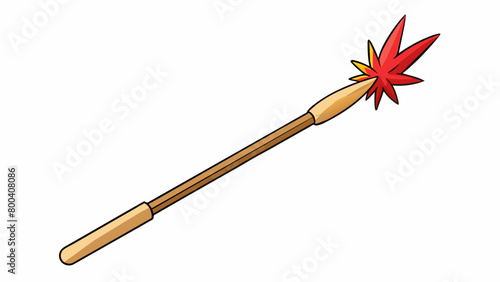 The first match is a thin wooden stick with a serrated red tip. It looks delicate and fragile ready to ignite with a spark at any moment.  on white. Cartoon Vector.