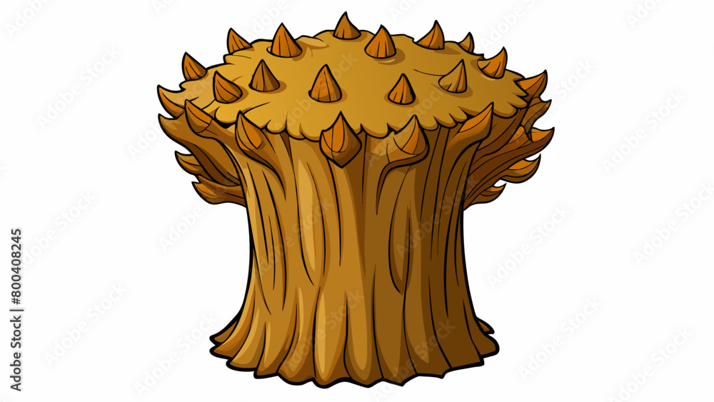 Obraz premium The rough bark of the tree was covered in deep ridges and sharp knots. on white background . Cartoon Vector.