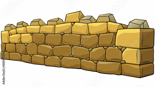 The rough stone wall had uneven surfaces and jagged edges making it difficult to climb.  on white background . Cartoon Vector.