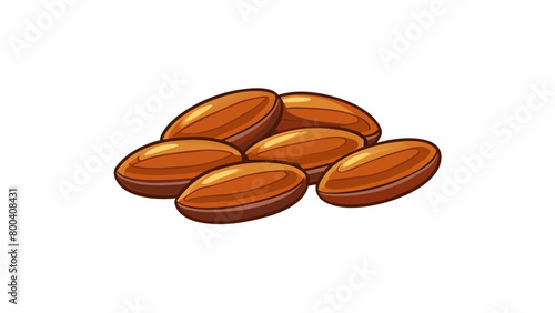 These small and slender seeds have a flattened shape and a smooth shiny surface. They vary in color from a light golden brown to a darker reddish. Cartoon Vector.