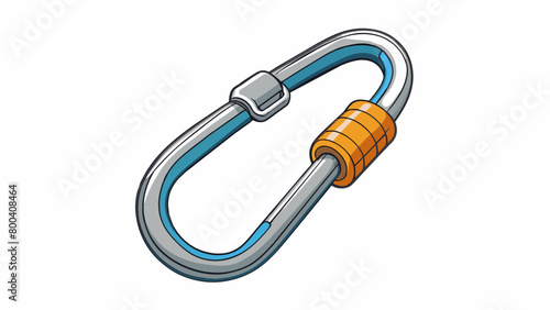 This carabiner is made of durable aluminum and has a distinct pear shape making it easy to clip onto ropes and harnesses in mountaineering and caving. Cartoon Vector.