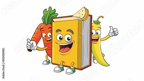 This cookbook features fun and funky characters like a talking banana and a dancing carrot that guide kids through each recipe. The recipes are. Cartoon Vector.
