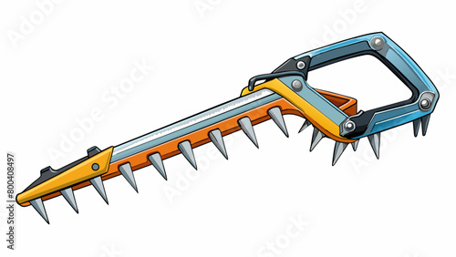 This crampon is designed for mountaineering and has longer pointed spikes for traction on steep slopes. It is made of lightweight stainless steel and. Cartoon Vector.