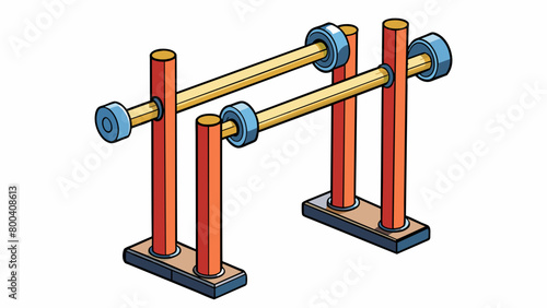 Two long metal rods p parallel to each other typically mounted on sy posts. The bars are evenly spaced and can be adjusted to different heights making. Cartoon Vector.