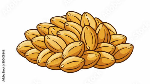 When cooked farro transforms into plump chewy kernels that are slightly nutty in flavor. Each kernel has a distinct oval shape with a firm exterior. Cartoon Vector.
