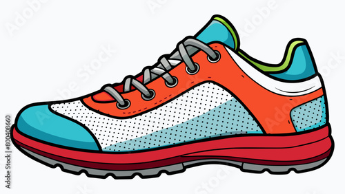 With a breathable mesh upper and a cushioned midsole these shoes offered both comfort and functionality. The rubber rand protected against abrasions. Cartoon Vector.