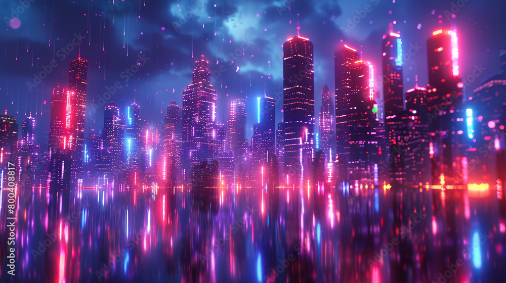Retro-futurist cityscapes come alive in neon.