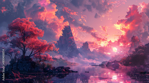 Surreal landscapes emerge from digital brushstrokes.