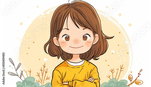 An vector image of a child popular, it's simple line art style with flat colors, white background