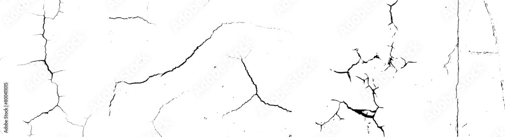 Ground distress texture, cracked ground, and black grunge effect on white background.