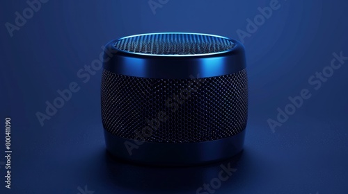 An illustration of a portable acoustics or mobile speaker for playing music, featuring a blue color scheme and perspective view. Suitable for modern party or travel music use. photo