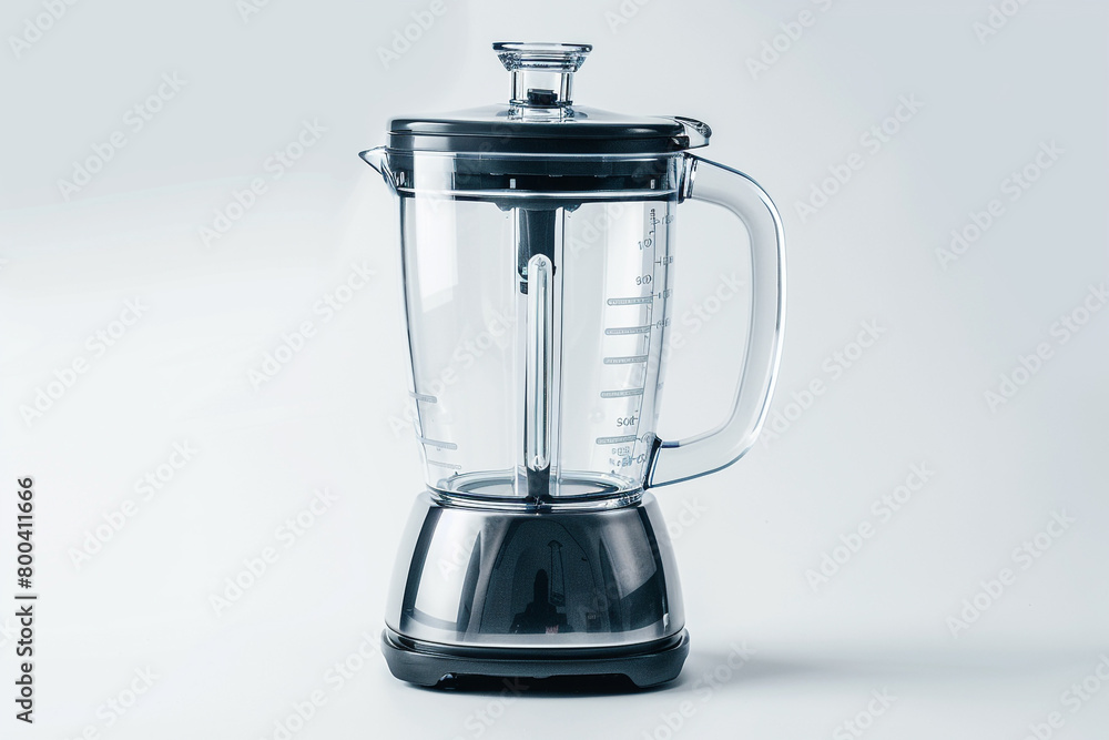 A blender with a compact size and a lightweight blending jar for easy handling isolated on a solid white background. A blender with a compact size and a lightweight blending jar for easy handling isolated on a solid white background.