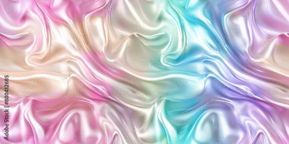 Obraz premium A colorful, flowing piece of fabric with a rainbow pattern. The colors are bright and vibrant, creating a sense of joy and happiness. The fabric appears to be made of silk or satin