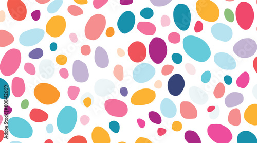 Colorful oval shapes pattern, seamless background. Colorfull flat vector illustration of colorful spots on white background 