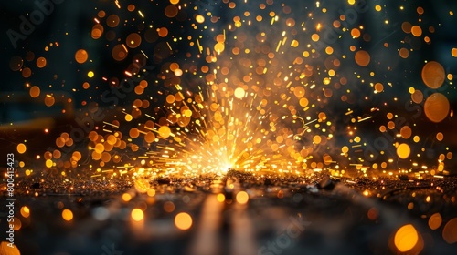 Art of metalwork captured in a welder's precision and flying sparks