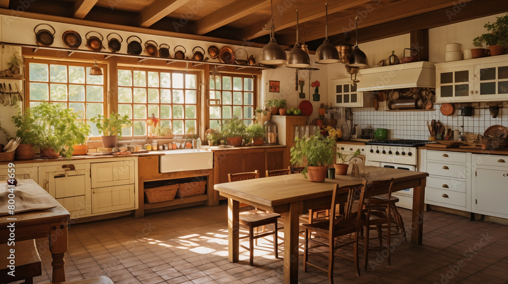 Farmhouse rustic interior design of modern kitchen. Farmhouse rustic interior design of modern kitchen.