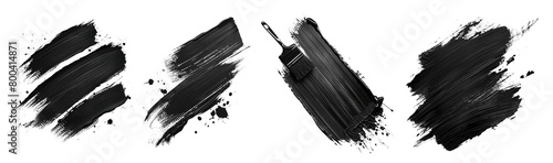 Black design brush strokes paint element set cutout, striped creativity collection black color built structure photo