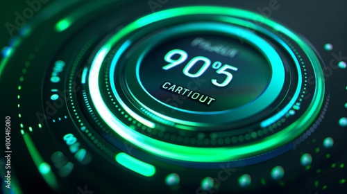  An up-close view of a circular indicator denoting 95% completion, captured in high-definition with crisp clarity and a dynamic green coloration, suitable for web design elements