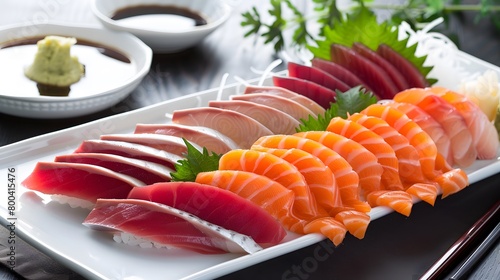 Assorted fresh sashimi platter with dips