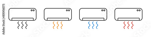 Air conditioner linear icon isolated. Air control technology. Process condition icon. Cold warm or hot air element. EPS 10