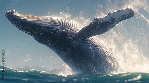 Whale breaching the surface of the ocean during a whale-watching excursion in California  photo