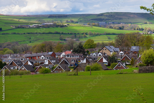 Photography Edenfield houses and green fields on the background.