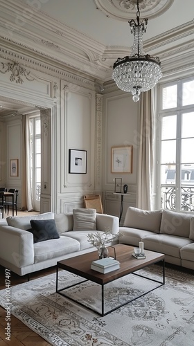 French classic home interior design of modern living room.