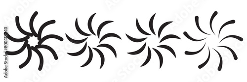 Abstract burst lines. Sunburst, starburst stripes. Radial rays, beams. Sparkle, glitter, fireworks or explosion effect. Circular, concentric spokes element set